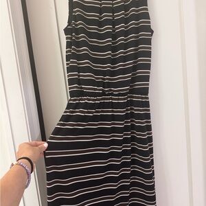 White House Black Market Black and White Striped Midi Dress